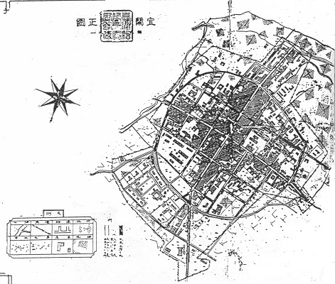 大正3年(1914)宜蘭市區改正圖。（圖片來源：宜蘭市志─歷史建築篇）