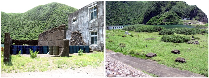 左圖為聚落遺跡之石砌殘垣。/右圖為龜山島上居民之祖墳。陳順惠提供