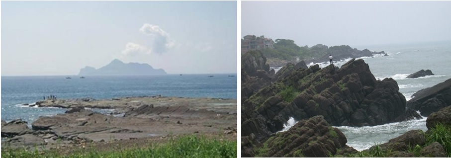 左圖圖三：海蝕平台地形 / 右圖圖四：北關附近的單面山。