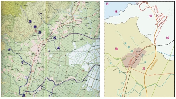 左圖：貫串礁溪的三條主要溪流。 / 右圖：溫泉區域範圍圖。李繼勉提供