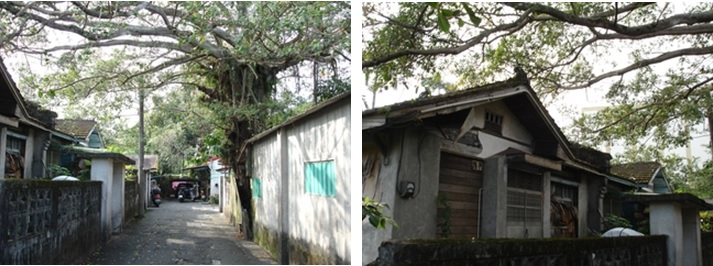 左圖：牆外街道。 / 右圖：房舍一隅。
