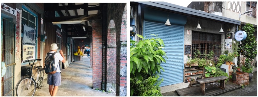 左圖：走進歷史色彩豐厚的頭城老街。 / 右圖：隱藏在老街裡的文青咖啡店。