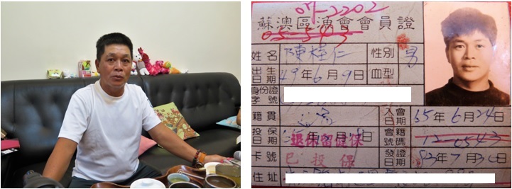 左圖：桂仁受訪照片。 / 右圖：桂仁漁會會員證。