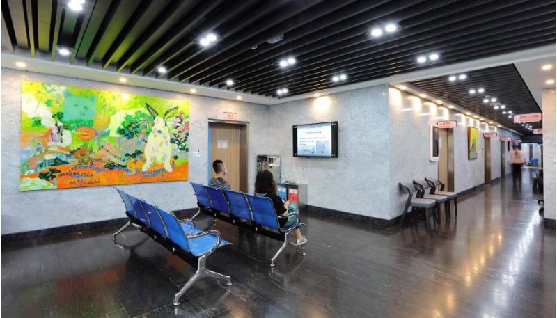 租賃案例，宏仁醫院候診大廳懸掛謝怡如作品〈不能消失感〉。[5]