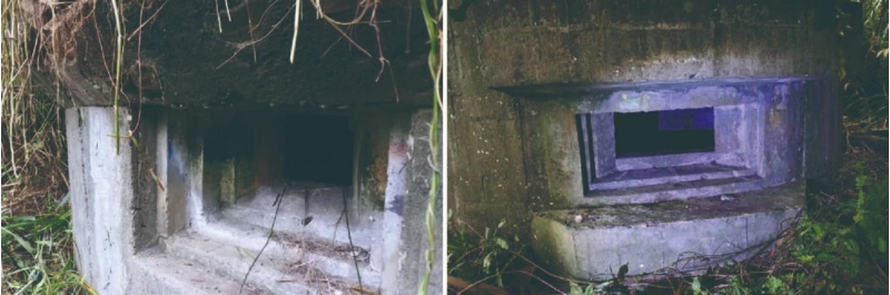 圖15：日軍碉堡：梯形外擴，較為方正。 / 國軍碉堡：階梯形外擴，較為扁平。