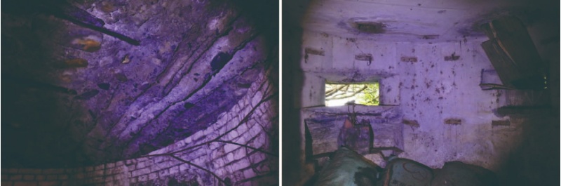 圖20：日軍碉堡：少數木竹材舊木料作為板模橫梁使用。 / 國軍碉堡：少數有消音牆之預留固定木塊。