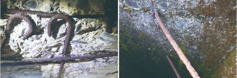 圖21：日軍碉堡：無節鋼筋。 / 國軍碉堡：竹節鋼筋。