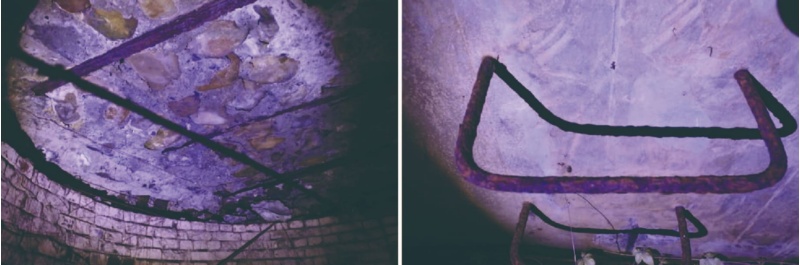 圖22：日軍碉堡：軌道鋼兼作灌注支撐。 / 國軍碉堡：竹節鋼筋，極少數使用無節鋼筋。