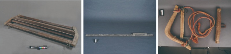 圖19：碌碡；圖20：抹刀(撲刀)；圖21：牛軛(牛擔)。