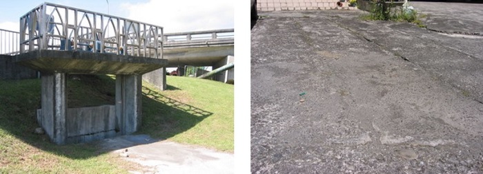 左圖：慶和橋下的涵洞頭 / 右圖：西門溝現已完全地下化，當時河道約只有圖中樓梯的寬度，因此貨船無法進入。