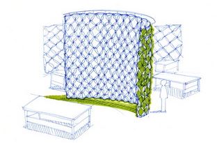 屏風，設計師以「大漁旗」結合漁網編織的概念所發想出來的特色家具