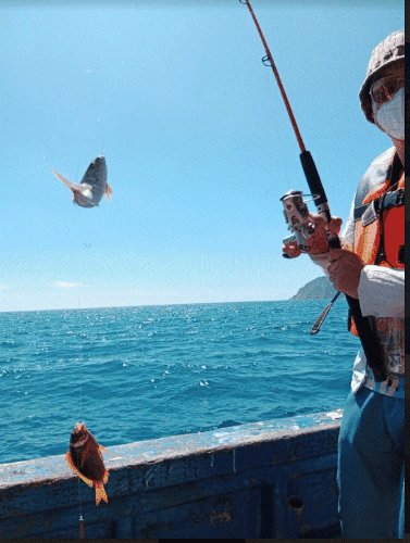 筆者於一支釣體驗活動一竿兩隻誠然可貴(照片提供：郭毓璞)
