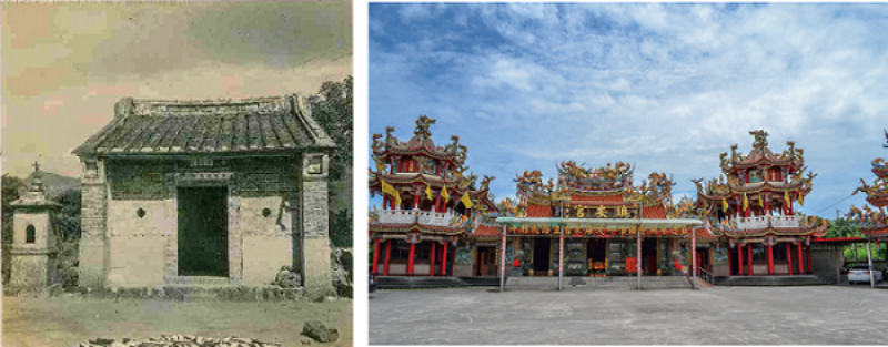 左：新建里將軍廟舊照(1954) 。(宜蘭縣史館提供) / 右：竹安鎮安宮。(張恆瑞 攝)