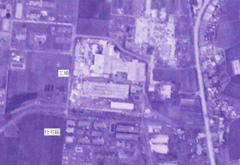 美軍拍攝的二結工場航照圖。(資料來源：臺灣製糖工場百年文史地圖網站)