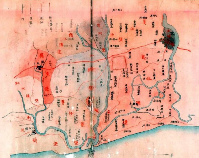 1898 年宜蘭廳辦務署位置及區域，取自《臺灣總督府檔案》00000349005 號。