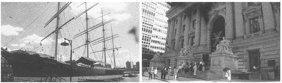 左圖為南街海港博物館的最大展示品─Peking帆船/右圖為美洲印地安博物館海尹中心，原為舊海關大樓。蘭陽博物館提供