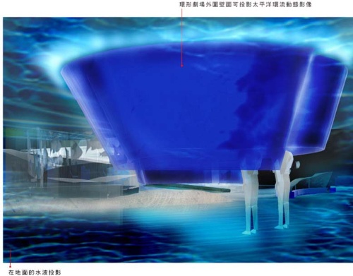 漩渦狀造型物內部為黑潮深海劇場。七觀國際有限公司提供