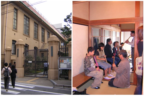 左圖為京都藝術中心是舊建築再利用的好範例/右圖為京都藝術中心也是當地社區的音樂老師。