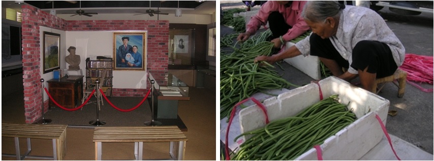 左圖圖十四：鍾理和紀念館 / 右圖圖十五：在篩選長豆的美濃老婦人。