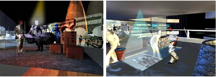 左圖：平原層展示空間3D模擬概念圖（一） / 右圖：平原層展示空間3D模擬概念圖（二）。