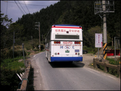 巴士的班數比從前少了。乘客大部份是小孩子和婦女