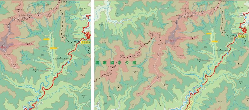 左：圖七，志佳陽山登山路線圖 / 右：圖八，大小劍山登山路線圖