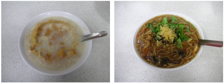 左圖：花生湯泡膨餅 / 右圖：米粉羹。