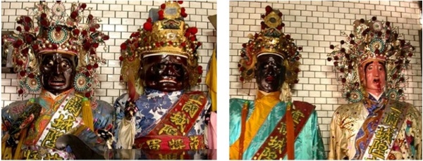 圖一、圖二：廟內一對老謝、范將軍，據云也是當時跟著開基城隍爺大神尪一同來到臺灣。