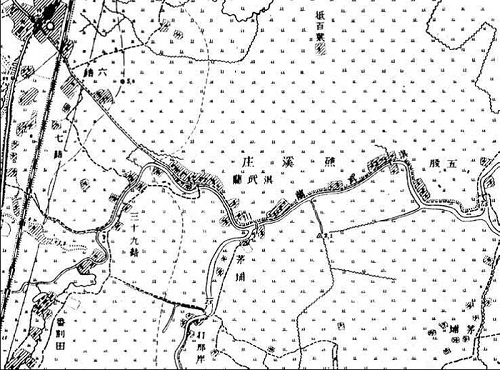日據時期淇武蘭地區地形圖 (資料來源：大日本帝國陸地測量部實測兩萬五千分之一地形圖（昭和二年：1927）)