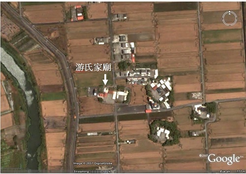 圖3追遠堂及週邊合院、民家(資料來源：Google Earth)