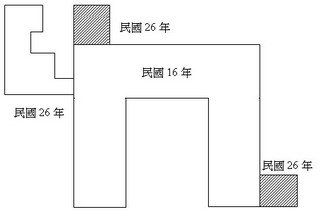 陳宅興建示意圖。資料來源：陳進傳等撰文/文毓義測繪，1996，《宜蘭縣傳統竹圍測繪專輯》：118，宜蘭，宜蘭縣立文化中心。