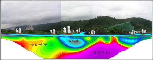 圖12 由地電阻影像剖面推測舊烏石港和舊河道的分佈情形