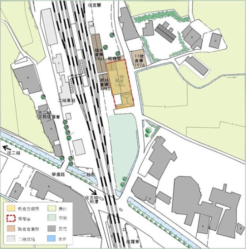 二結穀倉及周邊環境配置示意圖