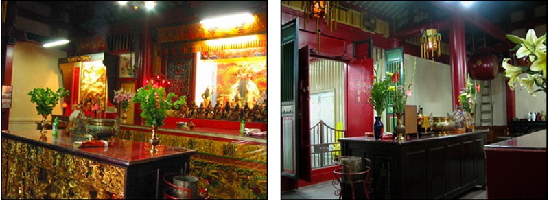 左圖：關聖帝君神龕(莊雅惠攝) / 右圖：武殿內空間現況