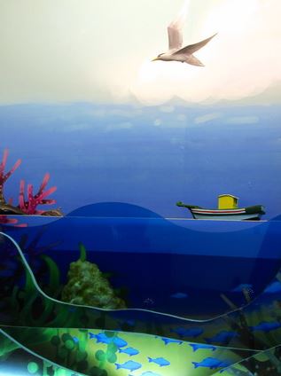 遠方一艘緩緩駛來的漁船訴說著漁民的海上故事