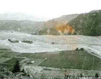 三星一帶早期洪水沖毀農田情形(宜蘭縣史館 提供)