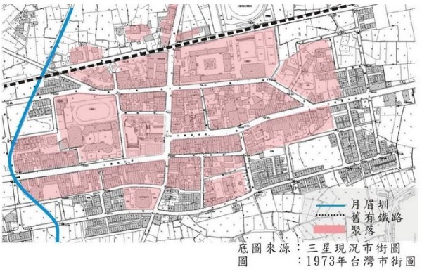 底圖來源：三星現況市街圖。圖：1973年台灣市街圖。