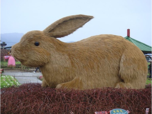 每年以銀柳做成當年生肖動物，圖為2011年的吉祥兔(彭名琍 攝)