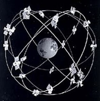 圖1 全球衛星定位之衛星運行示意圖。