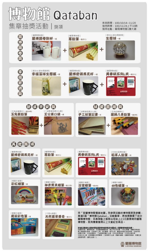 慢遊集章活動將於100年11月25日上午10點在蘭陽博物館1樓大廳舉行抽獎，歡迎各位朋友一起前來共襄盛舉!