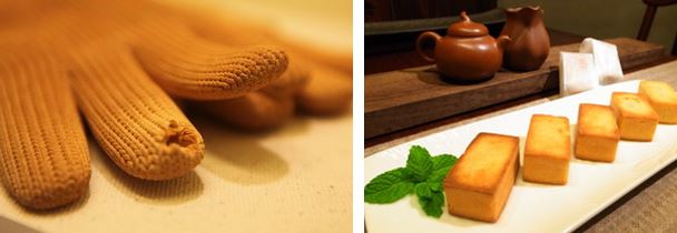 左：木雕~呵護 / 右：莊茶鳳梨酥