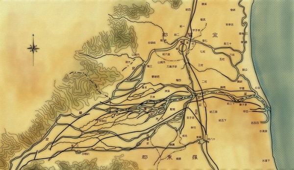 蘭陽平原沖積扇地形，多成網流形態分布