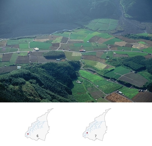 6.蘭陽溪上游河床地，四季至南山村段可見大規模闢墾成農業地。