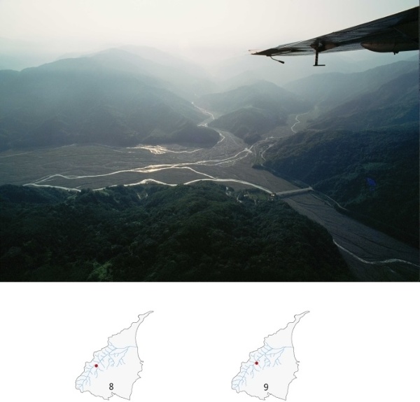 8.蘭陽溪於土場段與土場溪、天狗溪等二支流交會之大地景。