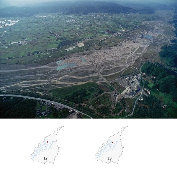 12.蘭陽溪員山中華村段採砂場區空照。