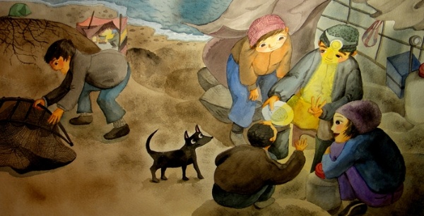 住在帳篷裡的漁夫在海邊度過三個月的捕鰻苗季，只要能捕足夠的小鰻魚，就能養家活口（蘭陽博物館 提供）