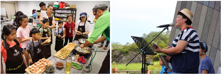 左圖：頭城農場工作坊   / 右圖：邀請的樂團演出。羅育如提供