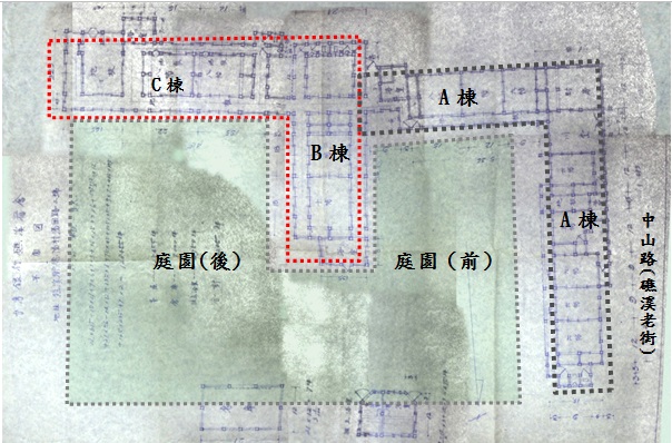 建築配置示意圖(民國47年的底圖)