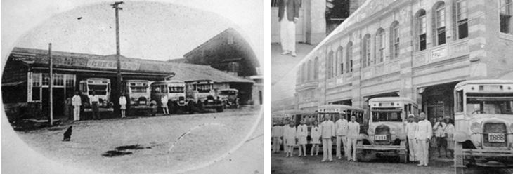 左：共益自動車株式會社事務所及車庫 / 右：昭和自動車株式會社宜蘭殖產株式會社支店