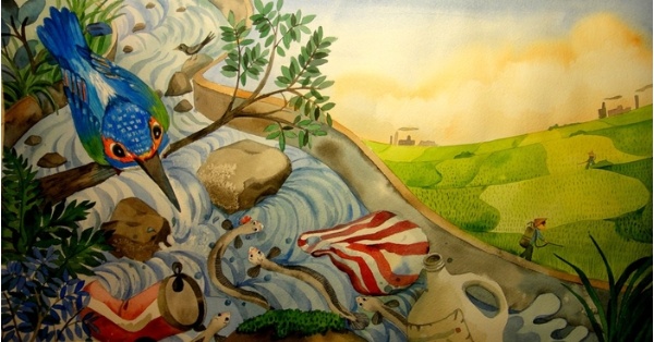 小鰻魚辛苦的在被汙染的河川中求生存，垃圾、農藥、工廠廢水、水泥護岸都讓小鰻魚很不開心。需要大家齊力保護環境，才能一直看到小鰻魚喔!